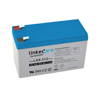 [225966] Batería 12 Vcc / 9.5 Ah / UL / Tecnología AGM-VRLA / Para uso en equipo electrónico, Alarmas de Intrusión / Incendio/ Control de acceso / Video Vigilancia / Terminales F1 y F2.