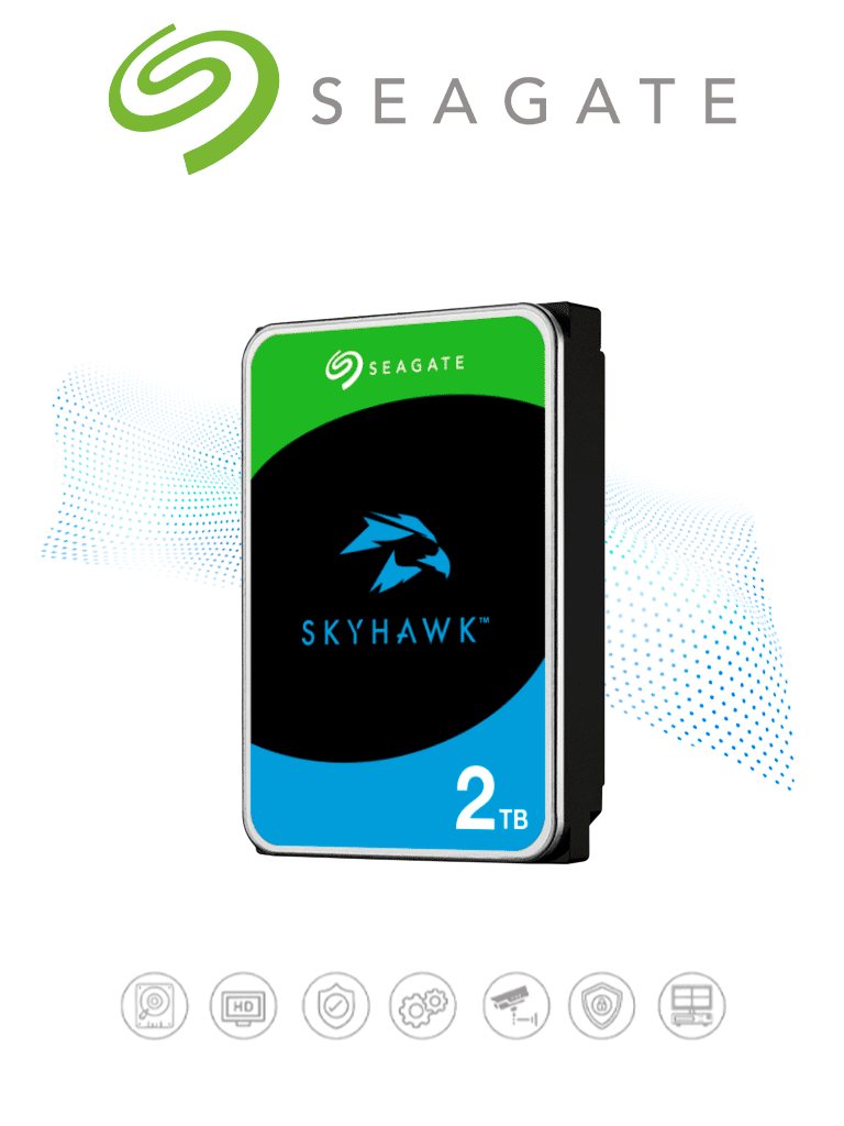 SEAGATE ST2000VX017 - Disco duro de 2TB / SkyHawk / 6Gbit/s /  3.5" / SATA III / 5400RPM/ 256 CACHE / Recomendado para videovigilancia / 