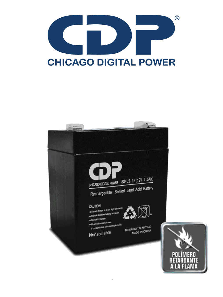 [CDP433035] CDP B-12-4.5 SLB 12-4.5 - Batería de respaldo de 12V a 4.5AH / Batería libre de mantenimiento y fácil instalación / Compatible con CCTV y DSC