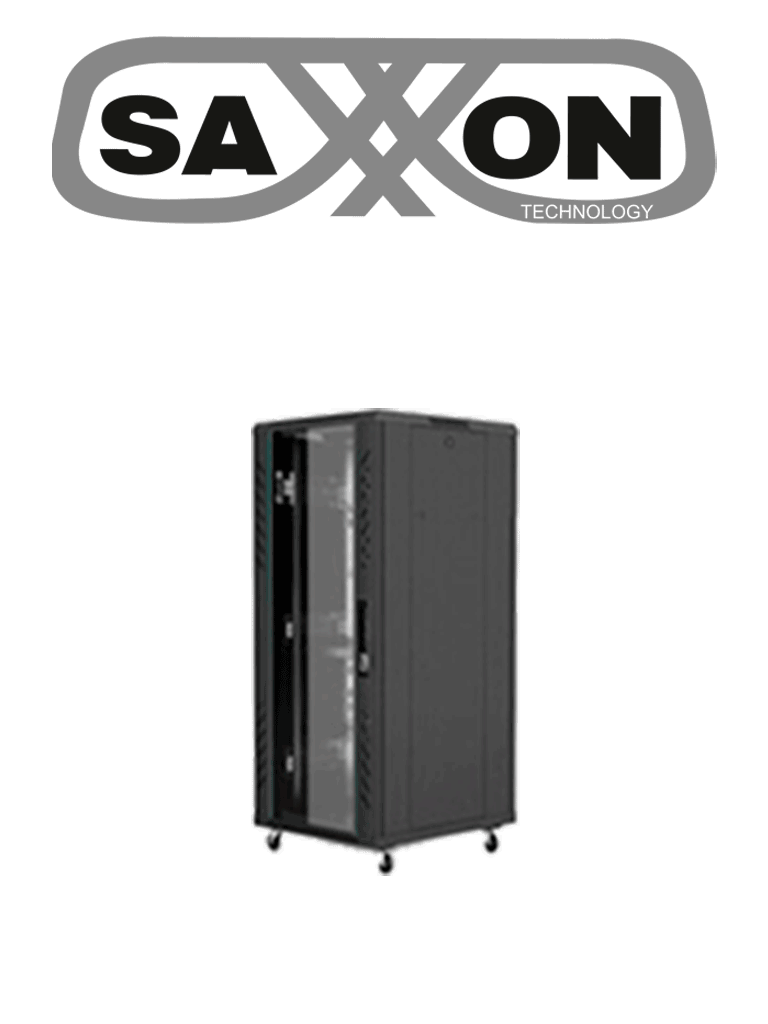 SAXXON SXR18U6618S - Gabinete de Piso color Negro  / 18UR / Puerta de Vidrio Templado / Alto 100 cm / Ancho 60 cm / Profundidad 60 cm