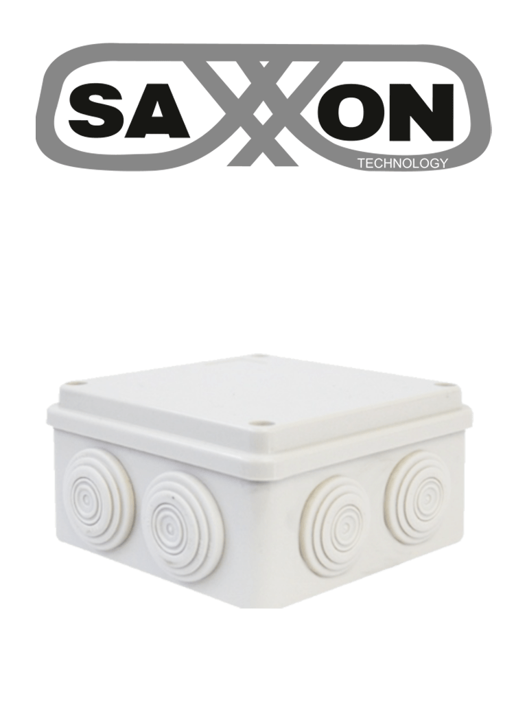SAXXON SXWD015 - Caja de conexiones con 8 entradas / PVC libre de halógenos / Compatible con cámaras Bulet y Domo / Dimensiones internas 150 x 150 x 70 mm (Ancho x Alto x Fondo) 