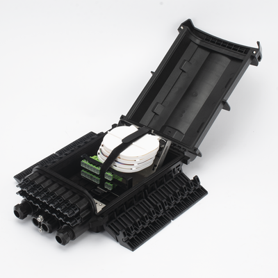 Caja de Distribución de Fibra Óptica para 24 Empalmes con 16 Acopladores SC/APC. Enterrado Directo, IP68, Splitter 1x16 Incluido con Conectores SC/APC