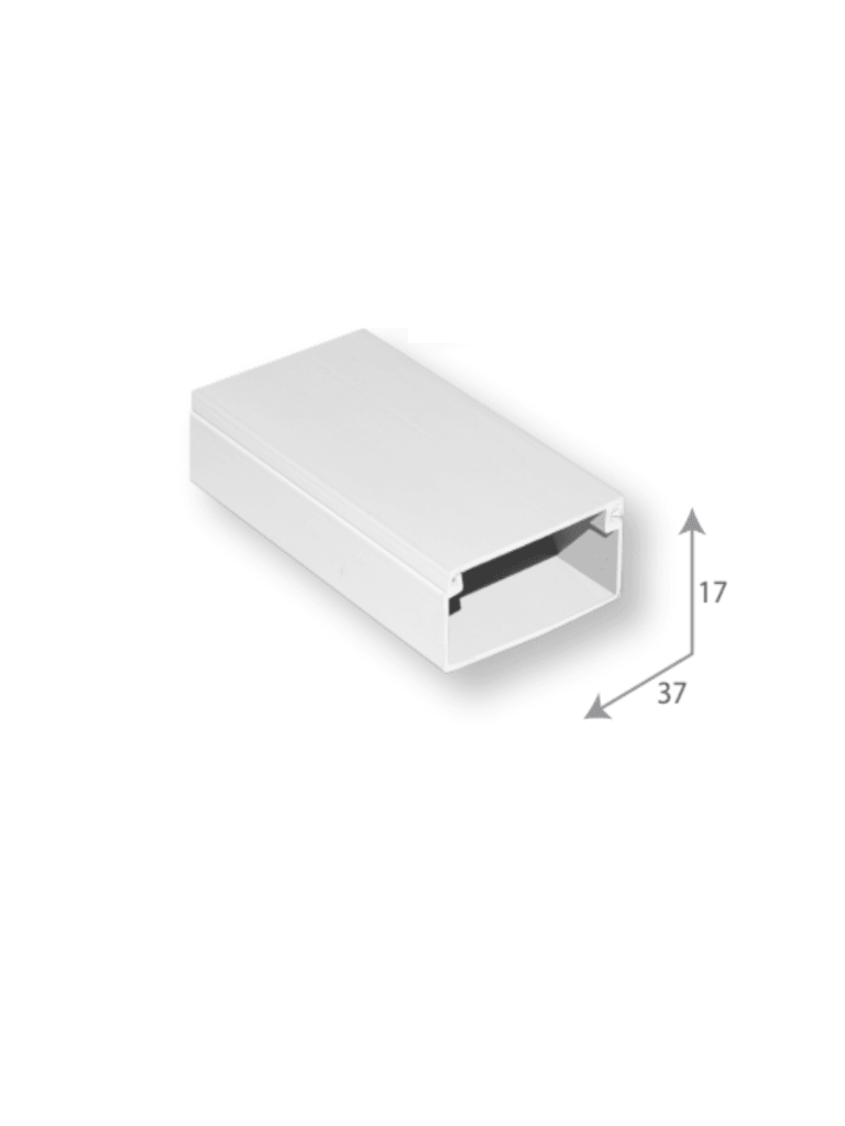 [SBT1630024] SBE TECH SEB-1737 - Canaleta plástica / PVC / Una vía / Alto 1.7 cm, Ancho 3.7 cm, Largo 2 metros