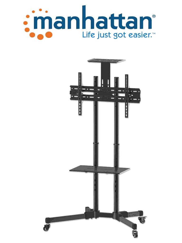 [MAN0530025] MANHATTAN 461238 - Soporte para TV / de piso, tipo carrito, /  de acero, con inclinación / pantallas planas de 37" a 70" de máximo 50 kg