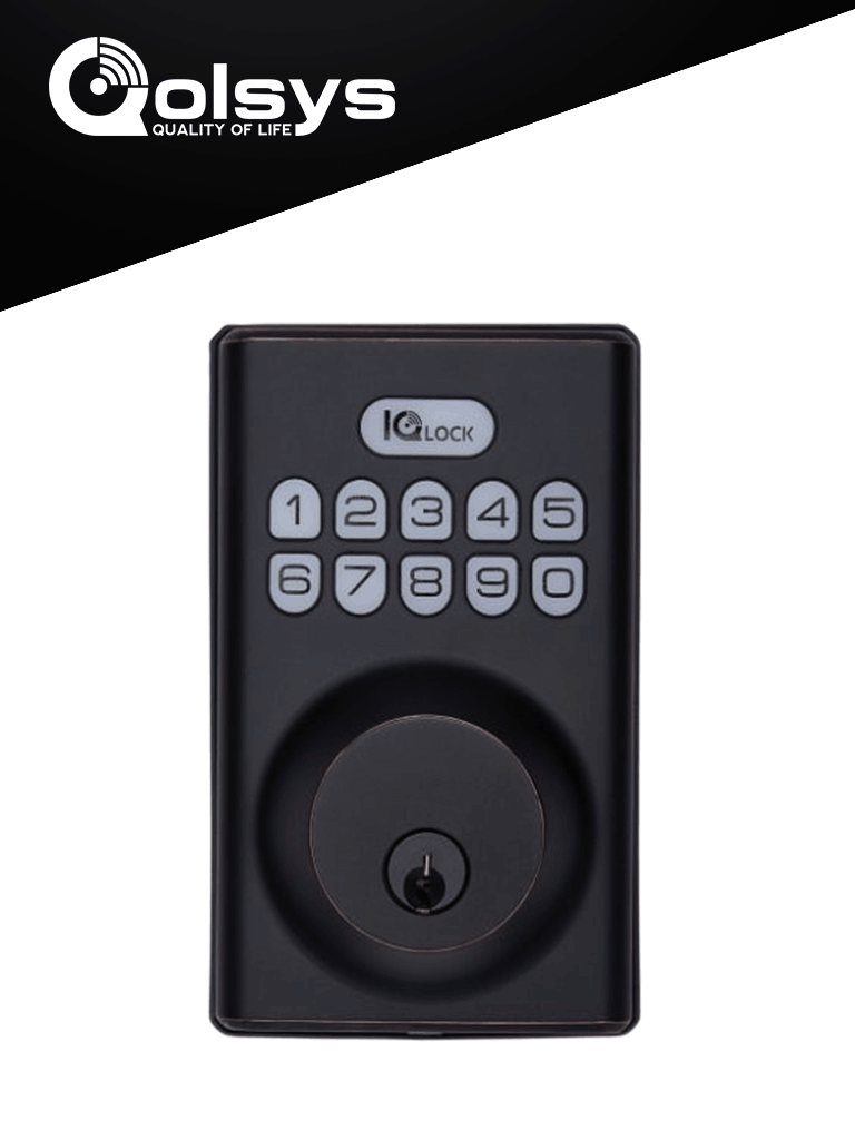 [QLS2450003] QOLSYS IQDLK-PGK-ORB Cerradura con botón pulsador - Cerradura Inteligente PowerG, color Bronce Antiguo (OIL-RUBBED BRONZE)