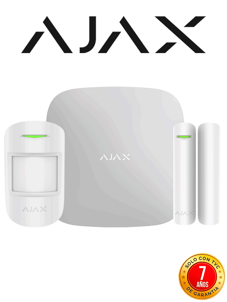 [AJX2480001] AJAX KIT STARTER - Panel de  alarma Hub2Plus conexión Ethernet / WiFi /  LTE APP “AJAX PRO” iOS y Android , 1 sensor de movimiento y 1 detector de puerta o ventana con entrada auxiliar en color blanco