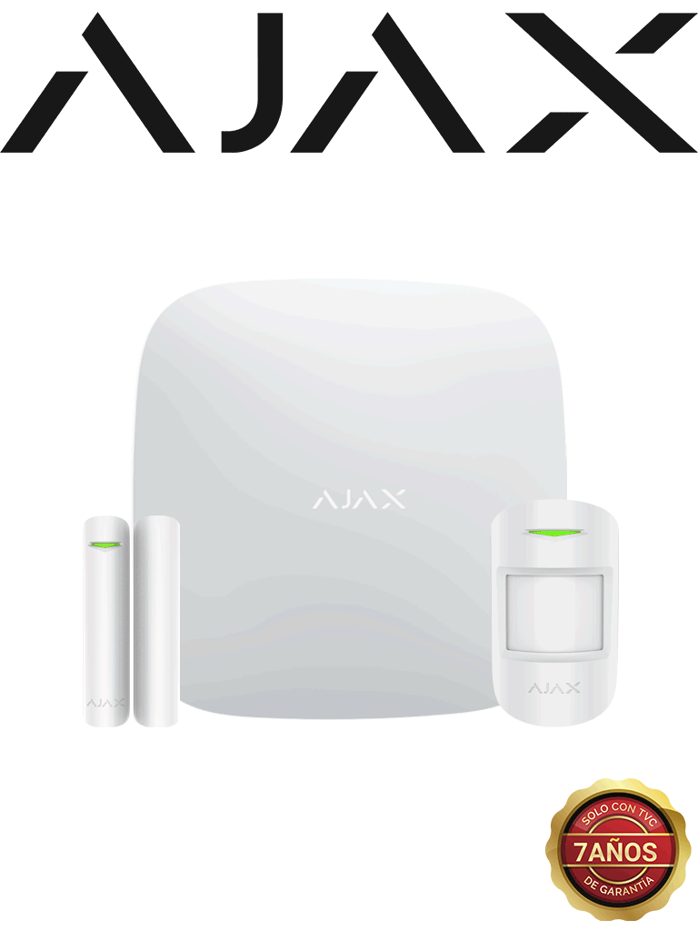 [AJX2480009] AJAX KIT BASIC - Panel de  alarma Hub2 conexión Ethernet / APP “AJAX PRO” iOS y Android , 1 sensor de movimiento y 1 detector de puerta o ventana con entrada auxiliar en color blanco #CONEXION #promo #jul
