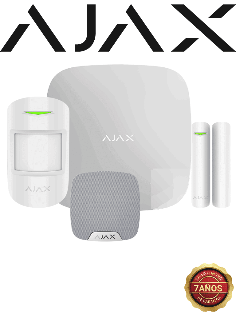 [AJX2480013] AJAX KIT BASIC+ SIREN  - Panel de  alarma Hub2 (2G) conexión Ethernet / APP “AJAX PRO” iOS y Android , 1 sensor de movimiento, 1 detector de puerta o ventana con entrada auxiliar y una sirena interior en color blanco #CONEXION #Nuevos2024