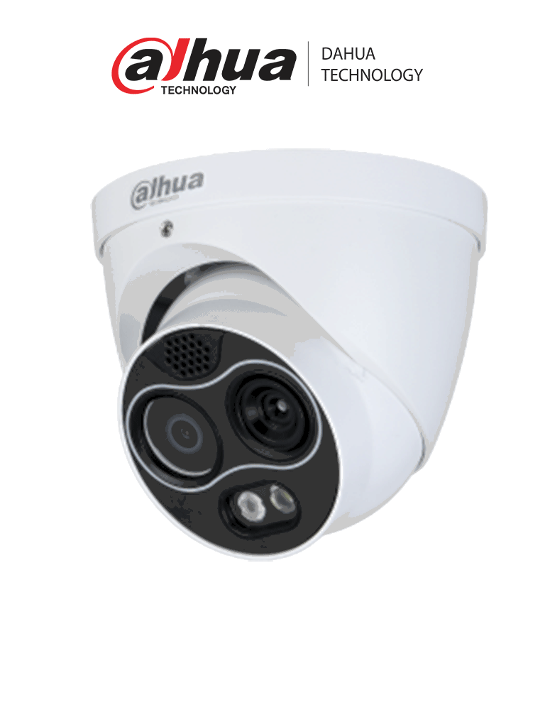 DAHUA TPC-DF1241-B2F2-DW-S8 -Camara IP Dual Termica/ Lente Termico de 2mm (256×192) / Lente Visible de 2mm y 4 Megapixeles/ Eureka/ IA con Detección de Calor, Fumadores, Vehiculos y Personas/ IR de 30 Mts/ IP67/Alarma de Audio/ MicroSD/ E&S de Alarma/