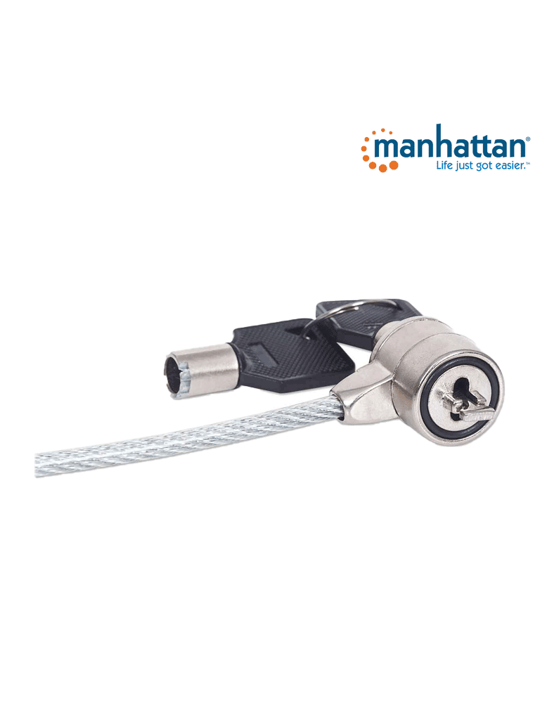 [MAN1760081] MANHATTAN 440271 Candado de Seguridad para Portátiles Cerradura de llave - 1.4M con la chaqueta de PVC transparente