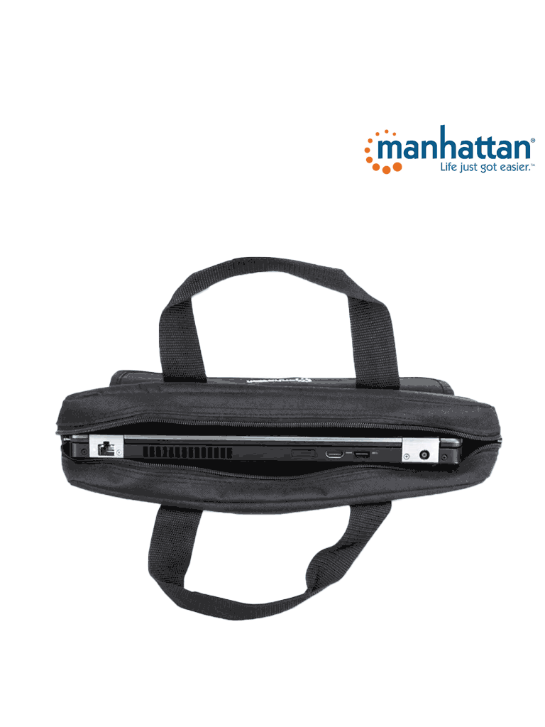 [MAN1600003] MANHATTAN 438889 Maletín para Computadora Portátil – London Acceso por la parte superior; se ajusta a la mayoría de las computadoras con pantalla amplia de hasta 15.6", Negro (Sobre Pedido)