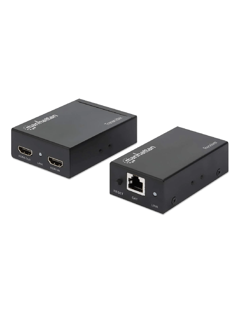 MANHATTAN 207461 Kit extensor de HDMI sobre Ethernet Extensor de señal HDMI (1080p hasta a 50 m / 164 ft.), Cable Cat6, Soporta IR (Sobre Pedido)