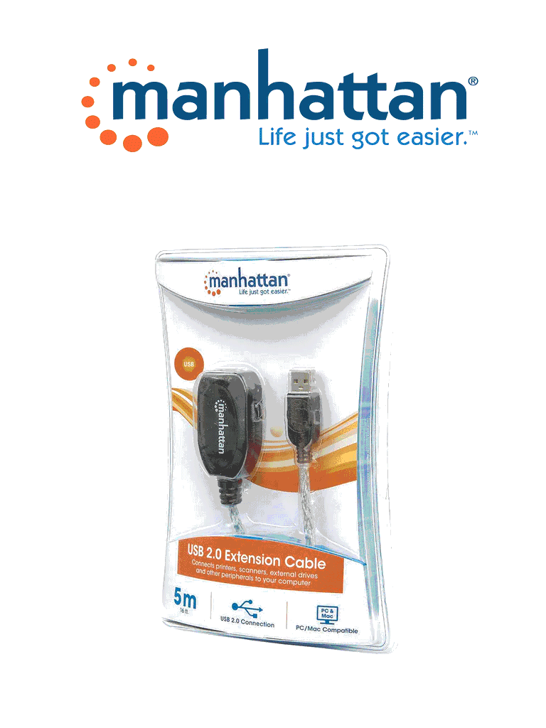 [MAN3280027] MANHATTAN 519779 - Cable Extensión Activa USB de Alta Velocidad 2.0 / Encadenable / A Macho / A Hembra / 5 m