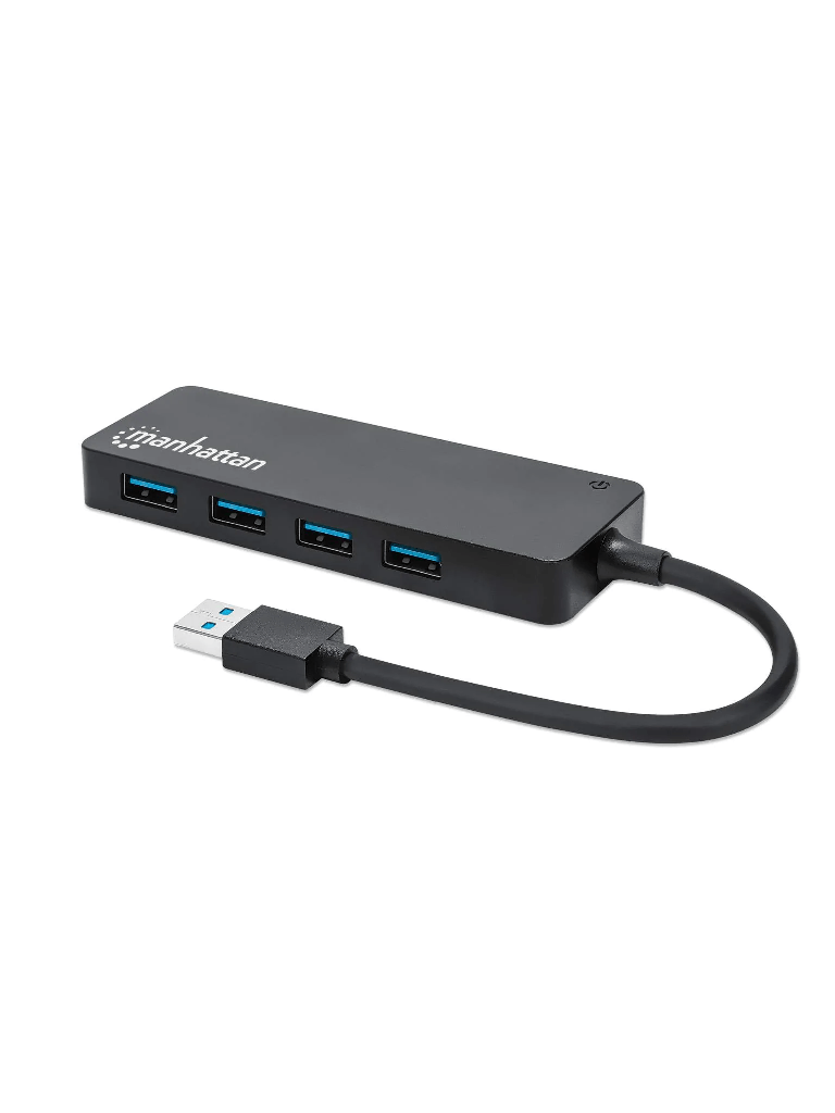 [MAN3280035] MANHATTAN 164900 - Hub USB 3.2 Gen 1 de 4 puertos USB-A USB-A macho a cuatro puertos USB-A hembra, Velocidad de transferencia de 5 Gbps, Alimentación por Bus, Negro