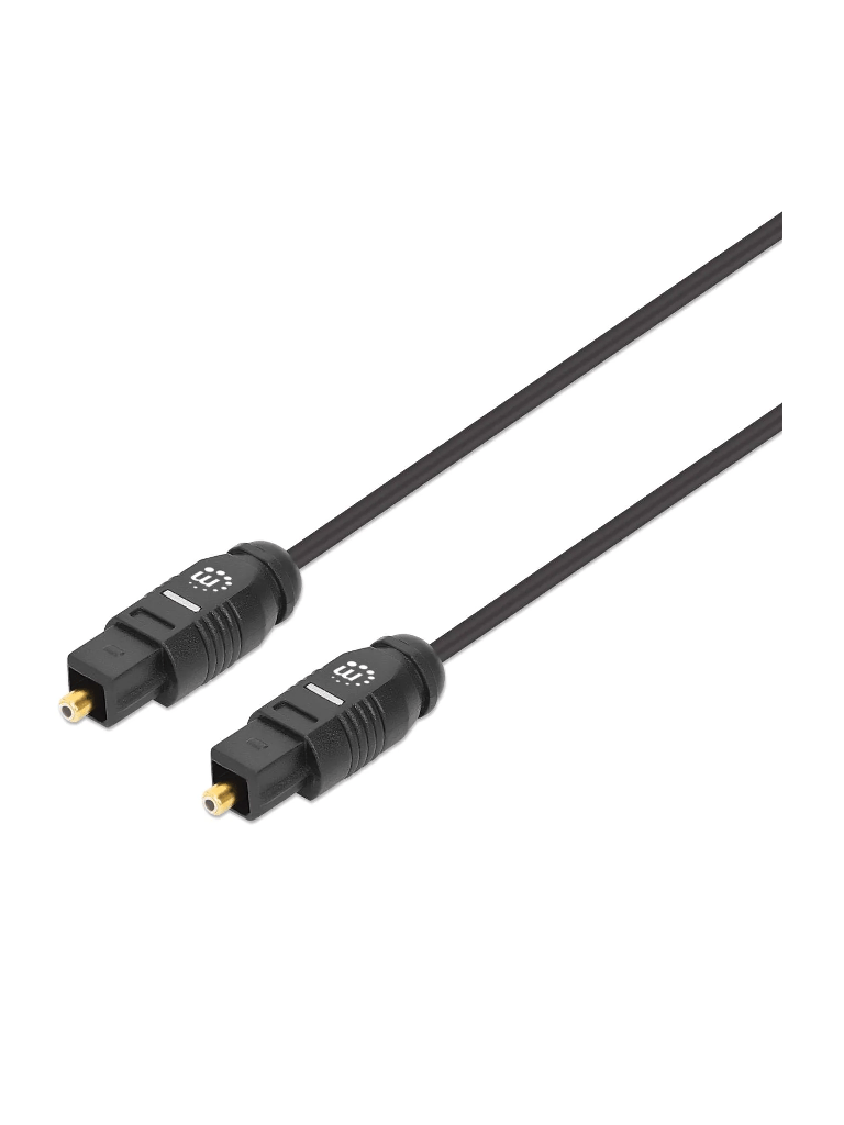 MANHATTAN 356084 Cable de audio digital óptico Toslink 2 conectores Toslink / S/PDIF m-m / 3 m (10 pies) / contactos dorados / Color negro