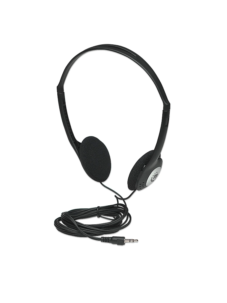 [MAN0450001] MANHATTAN 177481 Audífonos Estéreo Diseño ligero con banda ajustable para la cabeza / con cubierta acolchada para los oídos / con conector estéreo de 3.5 mm