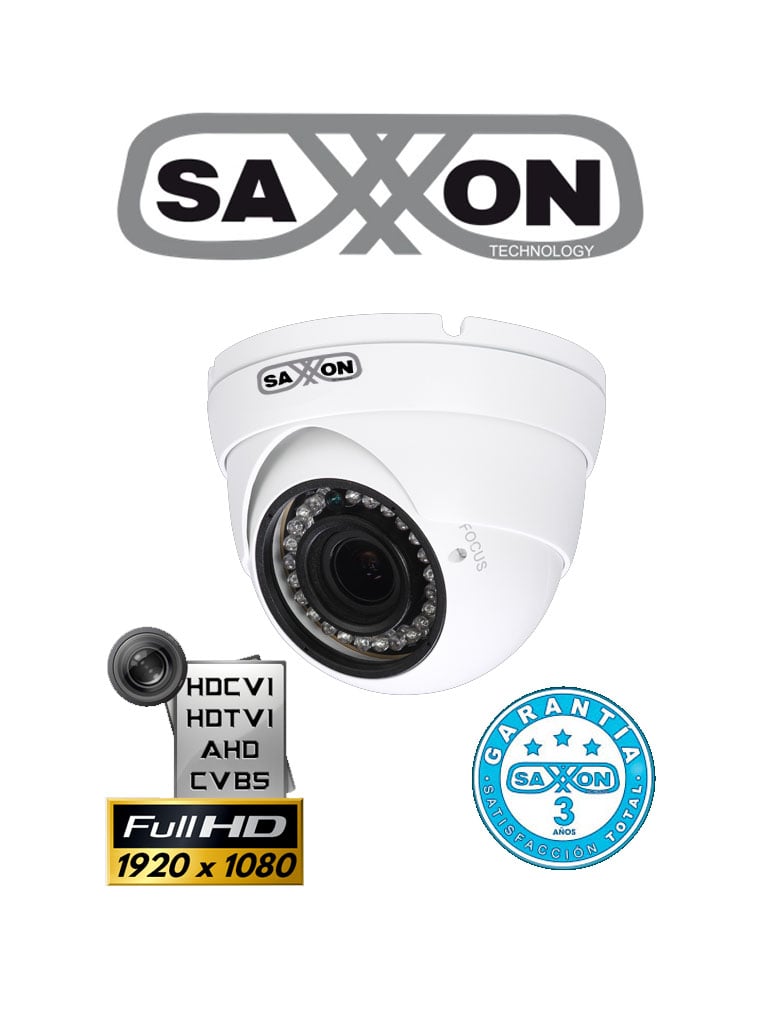 [SCA397007] SAXXON PRO DVF2720TM - Camara domo  HDCVI  1080p / TVI / A HD / CVBS / Lente 2.7 mm-12 mm / Ir 30M / Smart ir / IP67/ AGC Metalica /