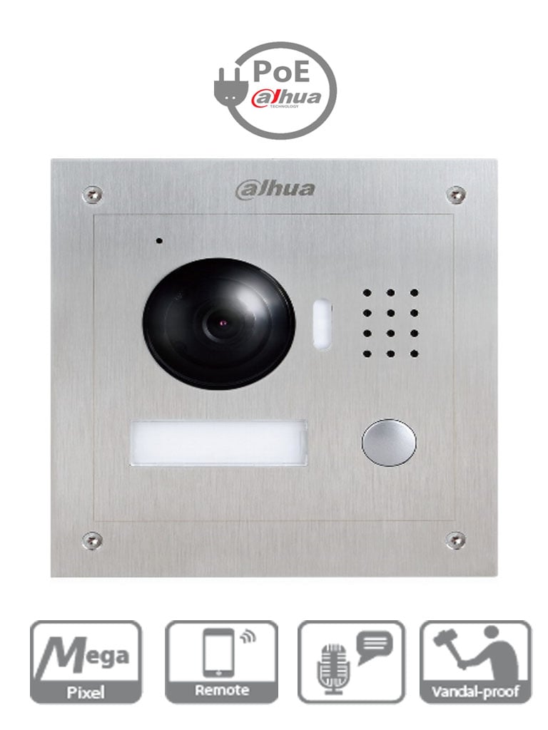 DAHUA VTO2000A - Frente de calle IP antivandalico / Apertura remota / Vision nocturna / IP54 / Llamada en grupo / Hasta 5 monitores