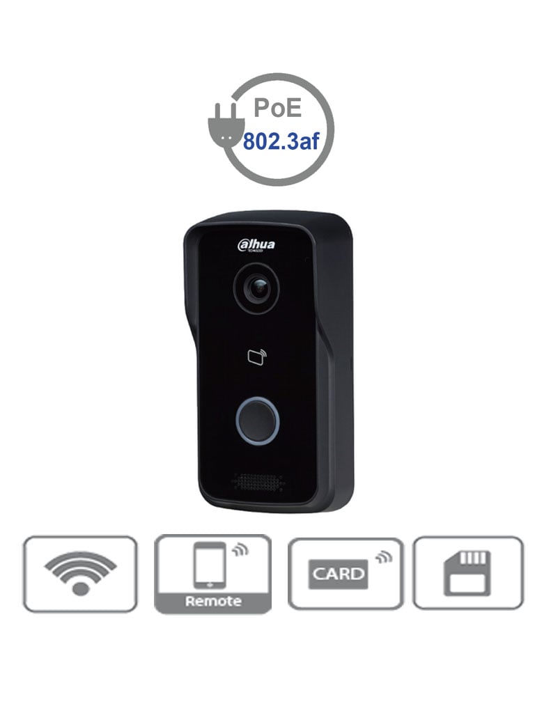 DAHUA VTO2111DWP - Frente de calle  WiFi independiente / P2P / Ángulo visión 102 grados / Apertura de puerta remota / Exterior  IP65 /  PoE 802.3 AF / 10 Monitores