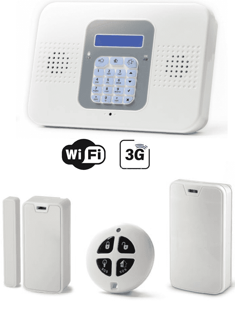 [RSC0190030] RISCO SECUPLACE WIFI & 3G-Kit de Alarma / 32 Zonas Inalámbricas / PIR-MAGNETICO-LLAVERO / Se Alimenta Con Fuente 9V SSC1090001 (NO INCLUIDA)