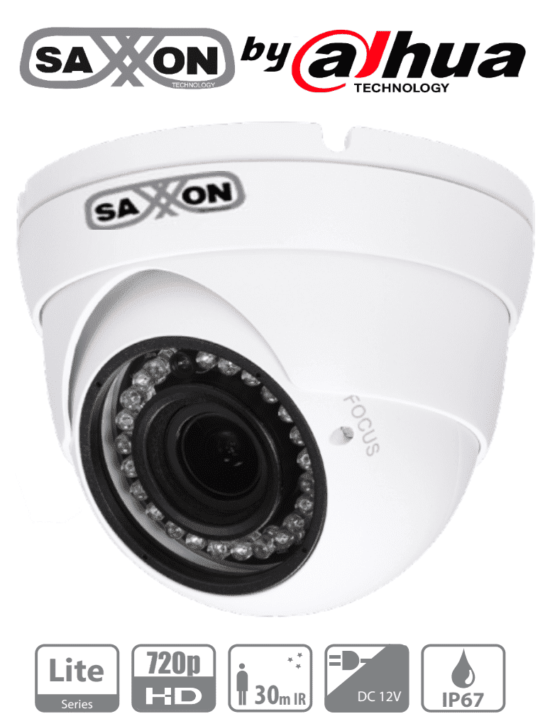 SAXXON PRO DVF2710TM - Cámara Domo Varifocal de 720p/ Lente Varifocal de 2.7 mm-12 mm/ Smart IR de 30Mts/ IP67/ BLC/ HLC/DWDR/ AGC/ Metálica / Soporta: CVI/TVI/AHD y CVBS/ #GuadalupeReyes