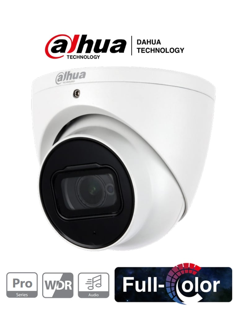 DAHUA HAC-HDW2249T-A-NI - Cámara Domo Full Color 2 Megapixeles/ Serie Pro/ Lente de 3.6 mm/ Microfono Integrado + 1 Entrada de Audio/ FullColor-Starlight Sin Leds/ WDR Real/ IP67/ #FullColor #SeriePro