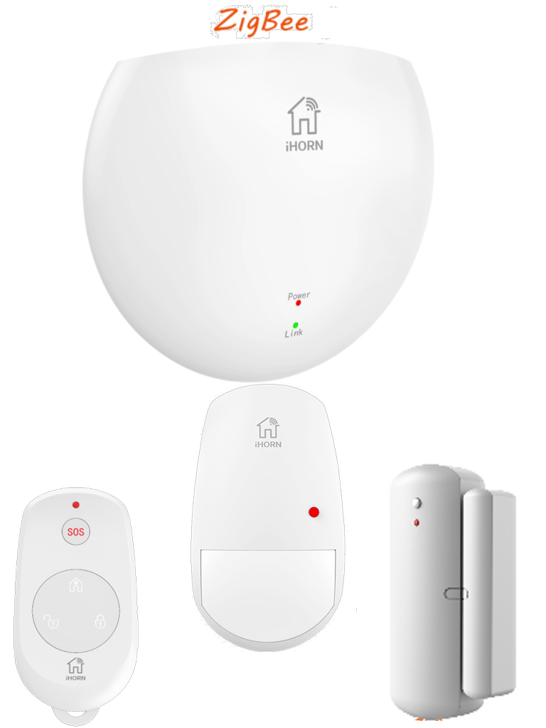 IHORN T1 - Panel alarma  Zigbee / WI-FI / Contacto magnetico / Sensor de movimiento / 16 Zonas / Administracion por APP / Compatible solo con ANDROID 8.0 o anterior