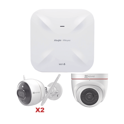 [216382] Kit de Cámaras Wi-Fi EZVIZ con Access Point Ruijie / Incluye 2 Piezas C3X / 1 Pieza C4W / 1 Access Poin RG-RAP6260(G)