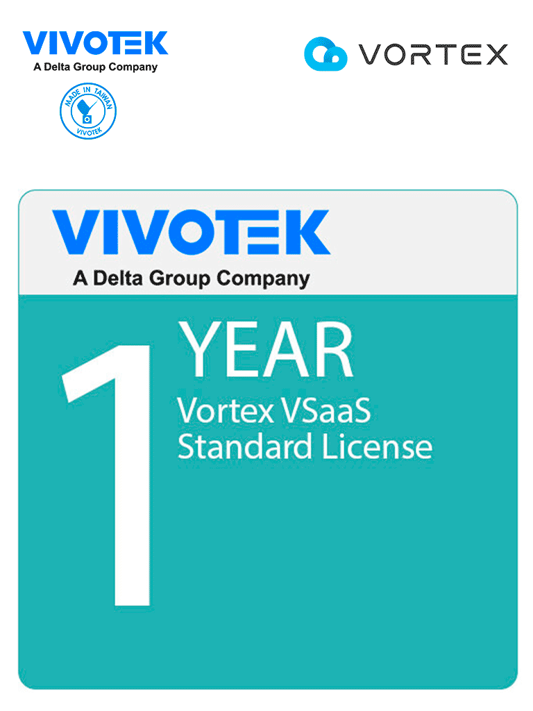 VIVOTEK VORTEX VX-XPRO-1Y - Licencia VORTEX XPRO por 1 año para 1 camara o 1 canal en ND, 30GB de Archivo Manual de Videos en la Nube