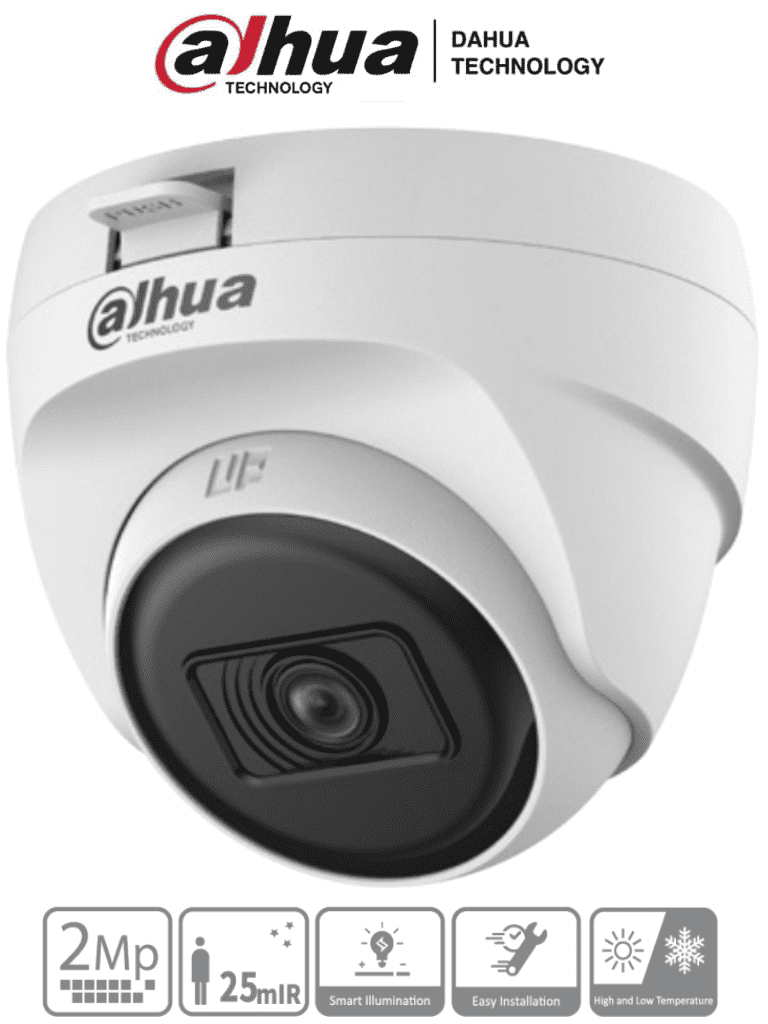 DAHUA  DH-HAC-T1A21N-U-28 - Cámara Domo de 2 Megapixeles/ Lente 2.8 mm / 100 Grados de Apertura/ Smart ir 25 Mts/ Uso Interior/ CVI/TVI/AHD/CBVS/ #LoNuevo
