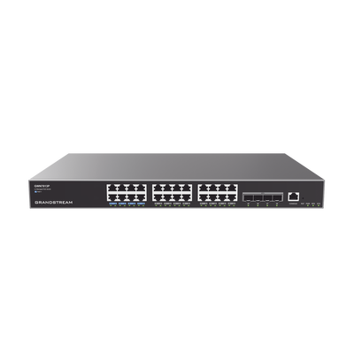 [221772] Switch Capa 3 PoE+ Administrable / 24 puertos 10/100/1000 Mbps + 4 Puertos SFP+ de 10 Gigabits / Hasta 360W / Compatible con GWN Cloud.