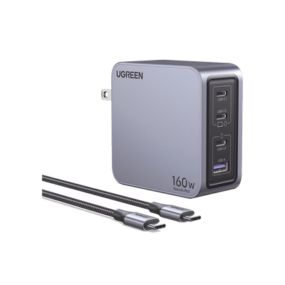 [228653] Cargador Rápido GaN / 160W Máximo / 3 USB-C + 1 USB-A / PD3.1 140W / PPS / UFCS / QC5 / Protecciones Múltiples / PC 94-V0