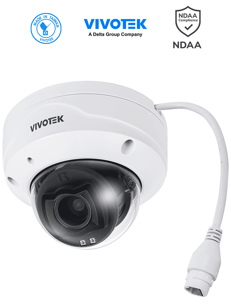 VIVOTEK FD9383-HTV - Cámara IP Domo exterior 5 MP, Lente Varifocal Remoto 2.8-12mm, Smart VCA, Deep Search, Smart IR 30 mts, WDR Pro, Visión SNV, Ciberseguridad Trend Micro, Micrófono Integrado, Protección IP66, IK10, ONVIF, NDAA