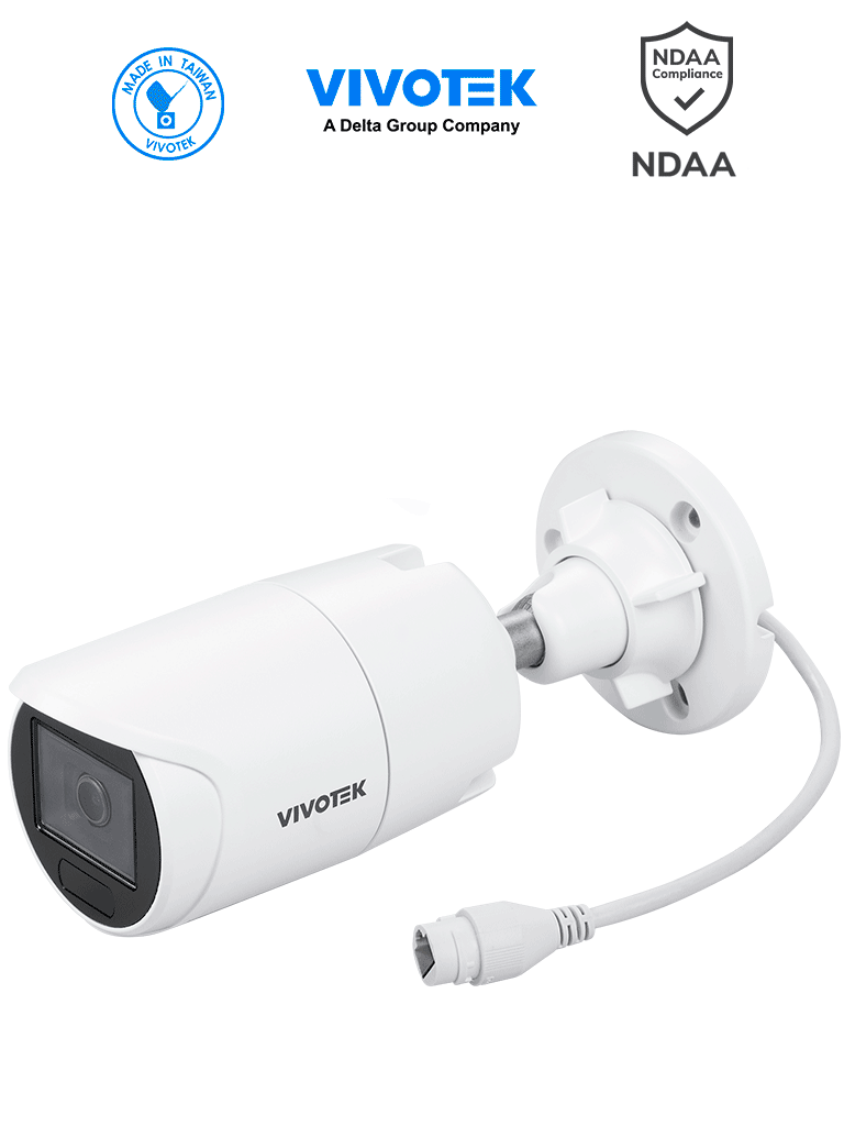 [VIV0030015] VIVOTEK IB9383-HV - Camara IP bullet exterior 5 MP, Smart IR 30mts , WDR Pro, Lente Fijo 3.6 mm , Smart VCA, Deep Search, Microfono Integrado, Protección IP66, IK10, SNV, Ciberseguridad Trend Micro, NDAA, ONVIF