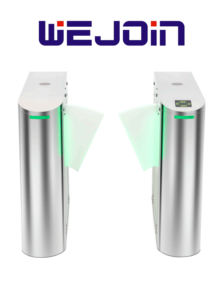  WEJOIN WJTYH02 - Barrera Peatonal Tipo Flap Barrier Velocidad de apertura 0.3 Segundos Bidireccional 5 Millones de Ciclos Compatible con Controles de Acceso 