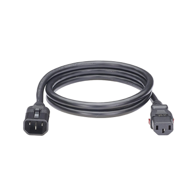 [222902] Cable de Alimentación Eléctrica Con Bloqueo de Seguridad, de IEC C14 a IEC C13, 1.8 Metros de Largo, Color Negro, Paquete de 10 Piezas