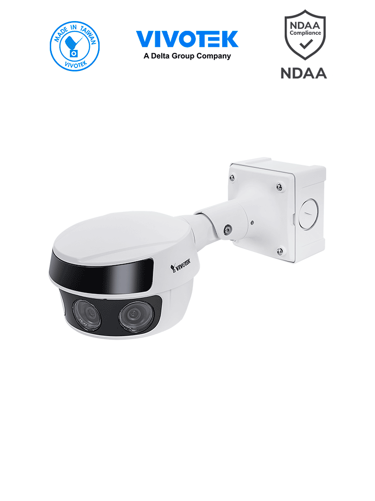 [VIV0070004] VIVOTEK MS9321-EHV-v2 - Cámara IP panorámica exterior 20 MP, 4 lentes fijos 3.8mm,  Smart IR 30mts, WDR PRO, Audio, Smart VCA, Deep Search, Proteccion IP66, NDAA, ONVIF