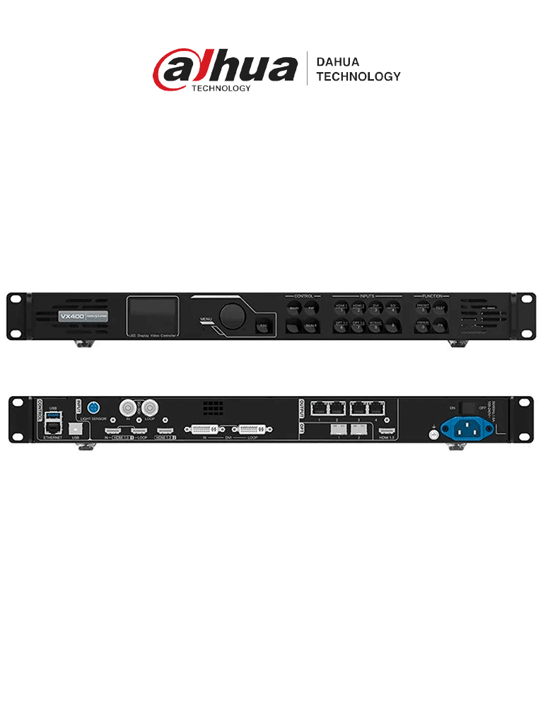[DHT0610016] DAHUA VX400 - Controlador LED con 2.3 millones de píxeles, entradas HDMI, 1 DVR, 1 SDI, 4 puertos de red y soporte para carga de hasta 2.3 millones de puntos.
