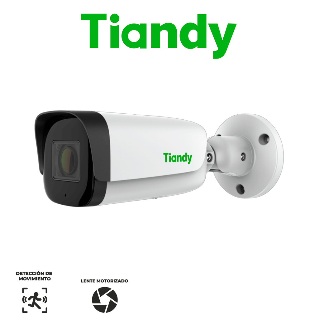 TIANDY 2MP SUPERLITE Cámara bala lente motorizado - 2.8mm 12mm - IR 80m - Metal y Policarbonato - Micrófono - PoE - IP67