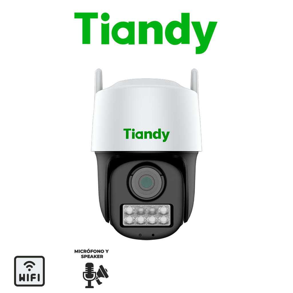 [TC-H333N] TIANDY 3MP DUAL LIGHT Cámara PT WIFI Lente fijo - 4mm - IR 50m - Policarbonato - Micrófono y Speaker - Soporta microSD - IP66