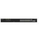 Switch PoE+ No Administrable Ideal para CCTV, 16 Puertos 10/100, 2 Uplinks Gigabit y 2 SFP, Carcasa Metálica