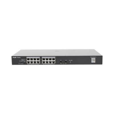 Switch PoE+ No Administrable, Hasta 247 Watts, con 18 Puertos Gigabit PoE+ y 2 Uplinks SFP 1G, Visible en la Topología