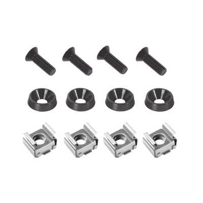 [197155] Juego de 4 Tornillos con 4 Arandelas y 4 Tuercas Enjauladas para Rack LINKED PRO. 