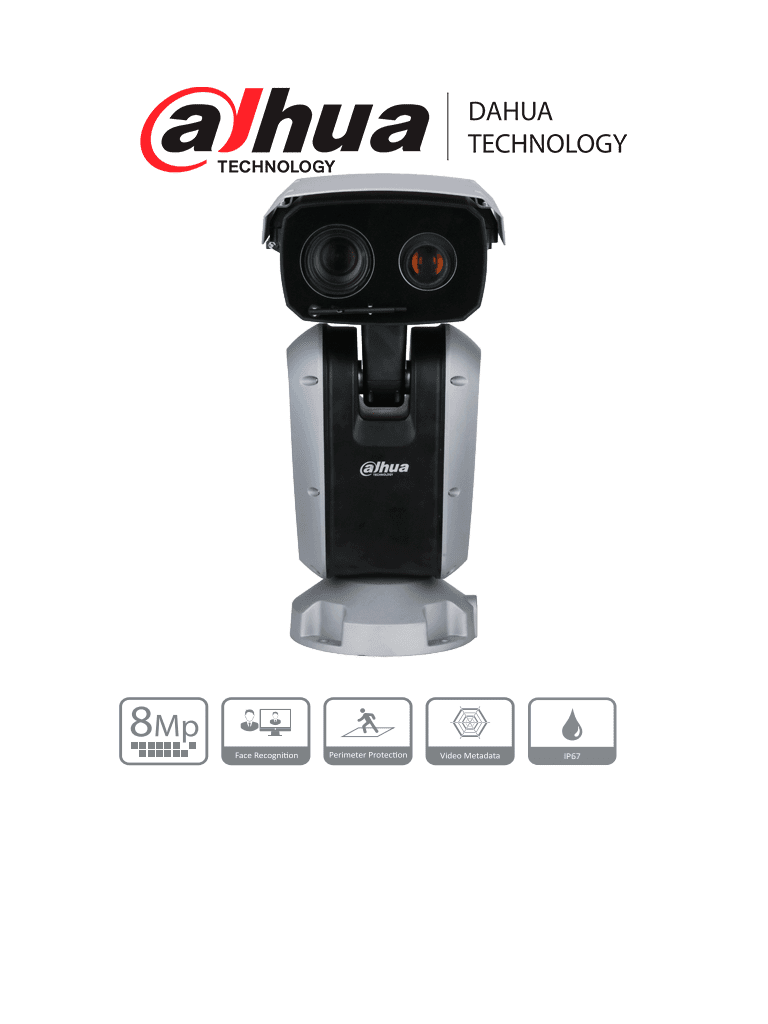 DAHUA DH-PTZ85848-HNF-PA-FL Cámara IP PTZ Punta de Poste 8MP/  WizMind IR Starlight/ 48x/ 6.25 mm–300 mm/ láser hasta 1000 m/ H.265/ Audio bidireccional/ IP67/ Auto-tracking/ Protección perimetral/ reconocimiento facial/ IP67/ Ranura Micro SD 
