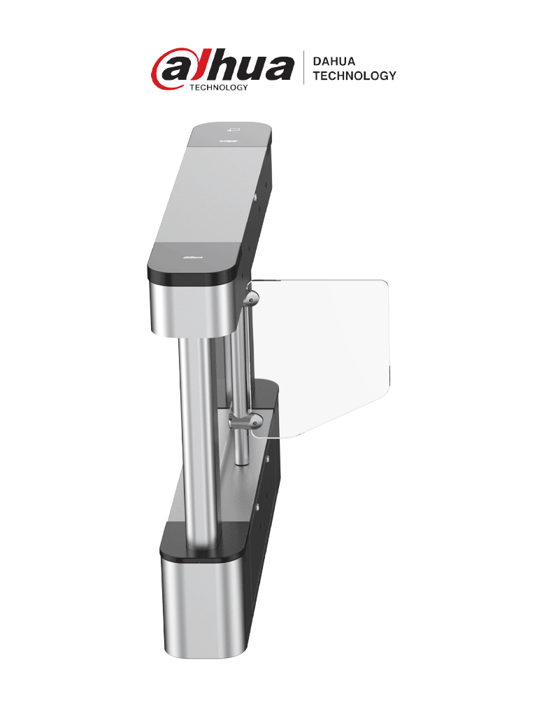 Dahua DHI-ASGB210Y-L Swing Barrier Izquierda/ Desbloqueo Rápido/ Cortina de Luz IR/ Servomotor/ Alarma Sonora y Luminosa/ Acrílico 600 mm Largo