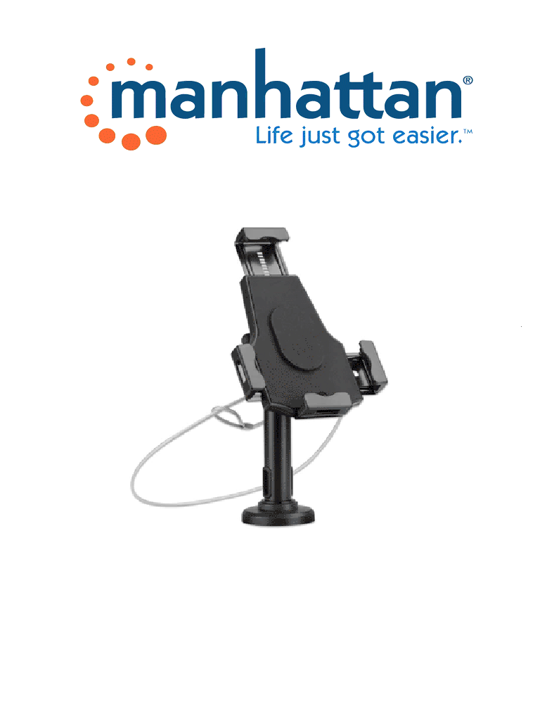 MANHATTAN 462112 - Soporte para tablet o iPad  2 en 1  /  soporte de escritorio con cerradura y soporte de montaje en pared/ 