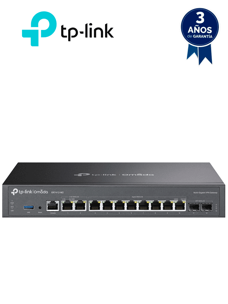 Router Omada VPN / SDN Multi-WAN Gigabit / 2 Puertos WAN/LAN RJ45 2.5 Gigabit / 8 Puertos WAN/LAN RJ45 Gigabit / 2 Puertos WAN/LAN SFP Gigabit / 1,000,000 Sesiones Concurrentes / Administración Centralizada Omada o Stand-Alone