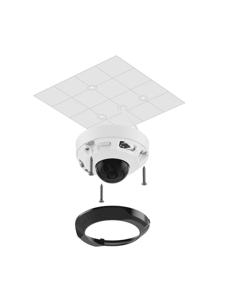 Ajax DomeCam Mini (5 Mp/2.8 mm) - Camara IP Domo  5 Megapixeles con IA y Micrófono/ H.265/ 25 Fps/ Lente de 2.8mm/ Angulo de 100°-110°/ IR DE 30 Mts/ IP65/ PoE/ WDR/HDR. Color Blanco