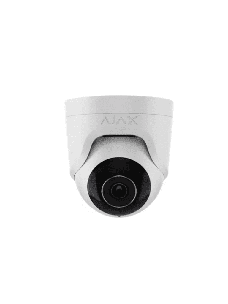 [AJX0040002] Ajax TurretCam (5 Mp/2.8 mm) - Camara IP Torreta 5 Megapixeles con IA y Micrófono/ H.265/ 25 Fps/ Lente de 2.8mm/ Angulo de 100°-110°/ IR DE 35 Mts/ IP65/ PoE/ WDR/HDR. Color Blanco