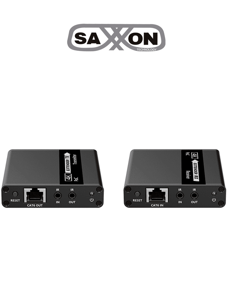 [SXN0570018] SAXXON LKV223P - Kit extensor de video HDMI/ Resolucion 4K/ 60 Hz/ Hasta 70 metros con Cat6/ 6A/ 7 Cero latencia/ Loop HDMI/ Soporta HDR/ Infra rojo de 2 Vias/ Salida de audio/ Se energiza solo el transmisor